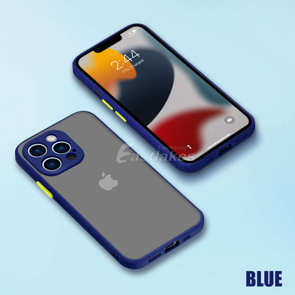 Matte Bumper Case for iPhone 13 12 Blue - Eastlakes Electronics